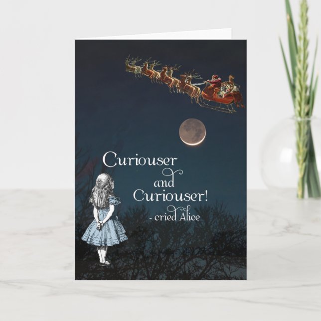 Alice in Wonderland Curiouser Santa Christmas Card (Front)