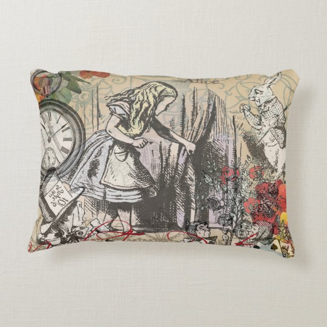 Alice in Wonderland Curtain Classic Art Accent Pillow (Back)