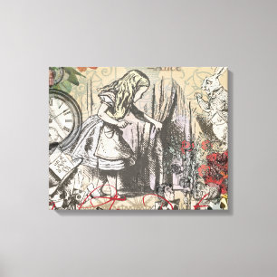 Alice in Wonderland Curtain Classic Art Canvas Print