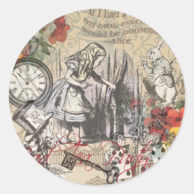 Alice in Wonderland Curtain Classic Art Classic Round Sticker (Front)