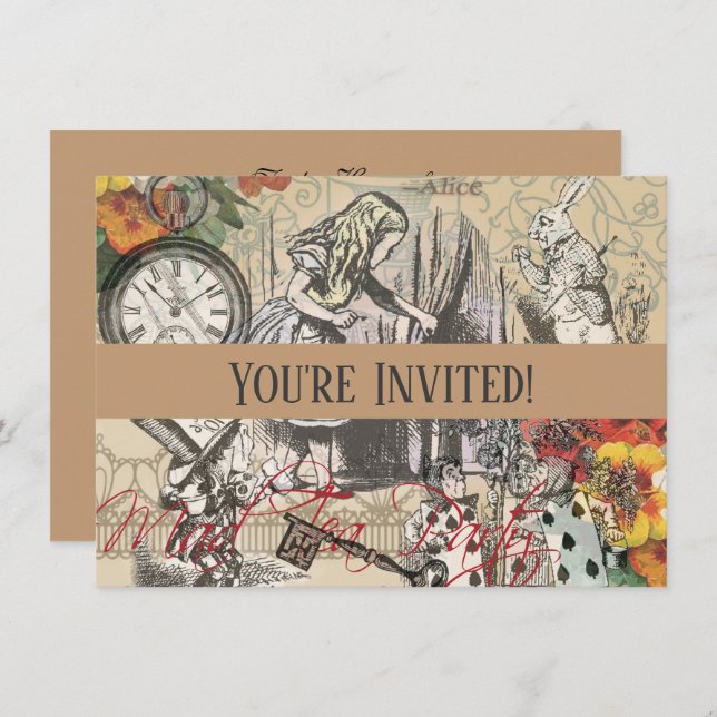 Alice in Wonderland Curtain Classic Art Invitation (Front/Back)