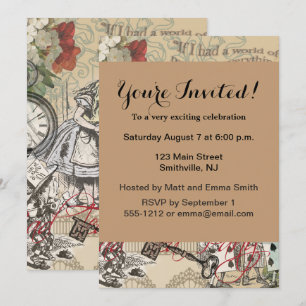 Alice in Wonderland Curtain Classic Art Invitation