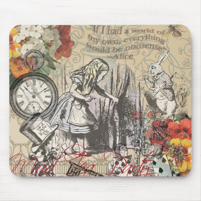Alice in Wonderland Curtain Classic Art Mouse Pad (Front)