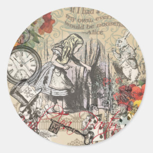 Alice in Wonderland Curtain Classic Art Round Sticker