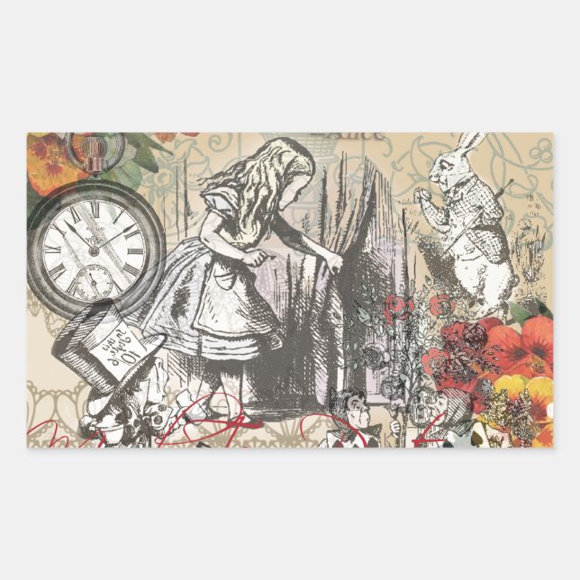 Alice in Wonderland Curtain Classic Art Sticker (Front)