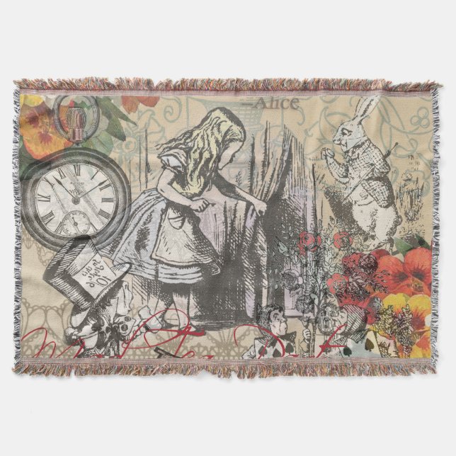 Alice in Wonderland Curtain Classic Art Throw Blanket (Front)