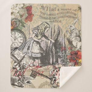 Alice in Wonderland Curtain Nonsense Sherpa Blanket