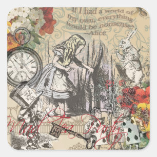 Alice in Wonderland Curtain Nonsense Square Sticker