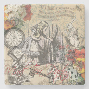 Alice in Wonderland Curtain Nonsense Stone Coaster