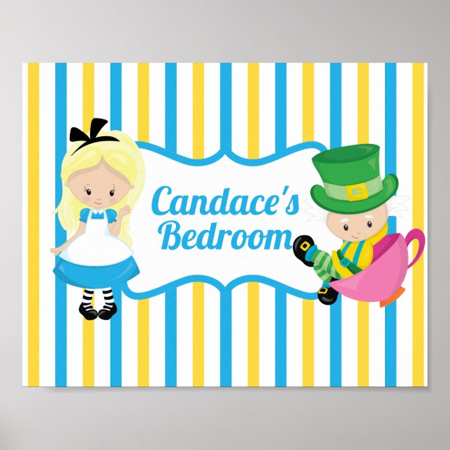 Alice in Wonderland Cute Personalized Kids Bedroom Poster (Front)