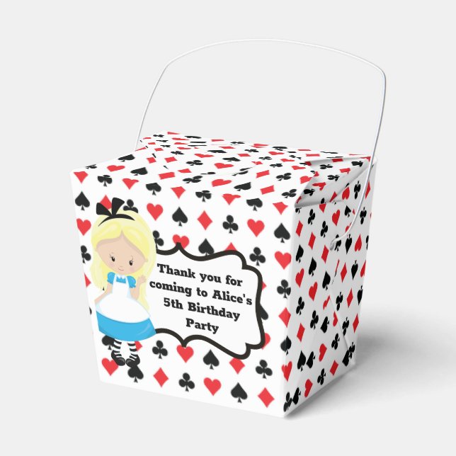Alice in Wonderland Deck of Cards Birthday Party Favor Box (Front Side)