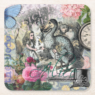 Alice in Wonderland Dodo Classic Artwork Square Paper Coaster