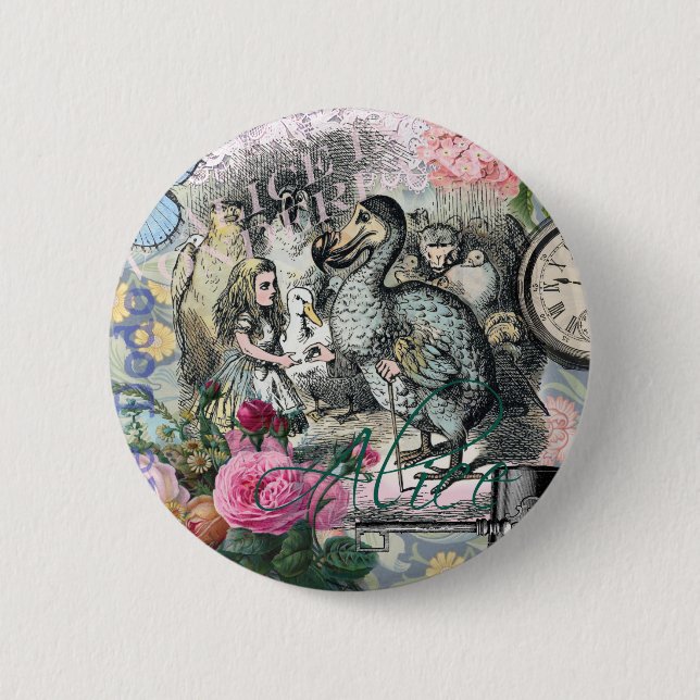 Alice in Wonderland Dodo Classic Tenniel Art 2 Inch Round Button (Front)