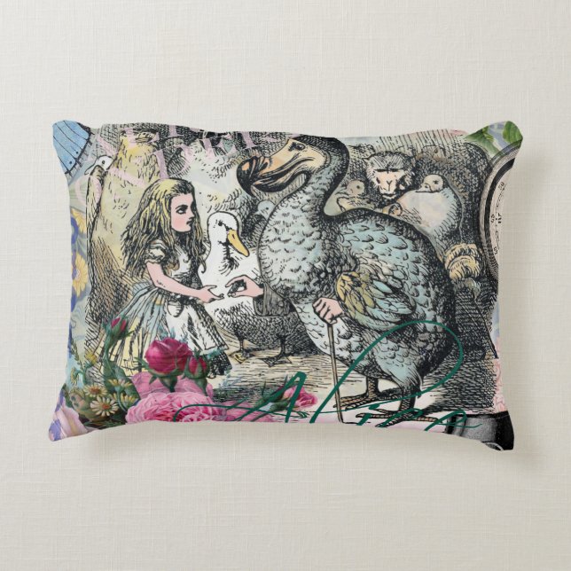 Alice in Wonderland Dodo Classic Tenniel Art Decorative Pillow (Back)