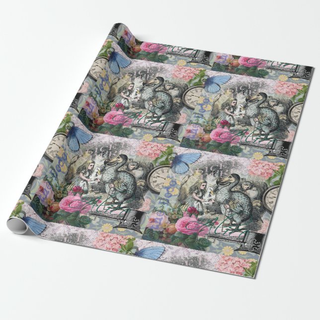 Alice in Wonderland Dodo Classic Tenniel Art Wrapping Paper (Unrolled)