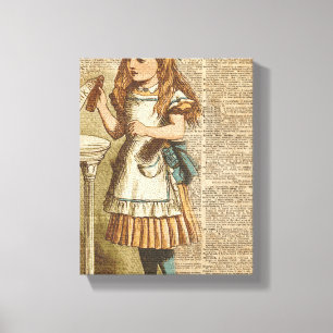 Alice In Wonderland Drink Me Vintage Book Page Art Canvas Print