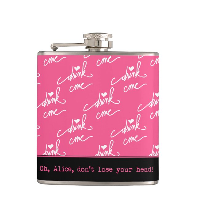 Alice in Wonderland Drink Me Warning Hip Flask (Front)