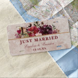 Alice in Wonderland Elegant Wedding Just Married License Plate<br><div class="desc">Alice in Wonderland Elegant Vintage Floral Design in Blush Pink,  Red,  Rose,  and Purple. With Classic Typography Script Fonts,  and Elegant Gold foil Frame featuring the queen of hearts - Wedding Just Married Newlyweds License Plate Cover!

 ~ Check my shop to see the entire wedding suite for this design!</div>