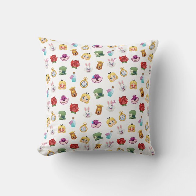 Alice In Wonderland Emoji  Pattern Throw Pillow (Front)