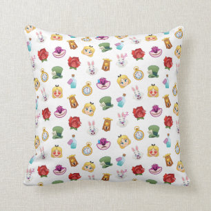 Alice In Wonderland Emoji  Pattern Throw Pillow
