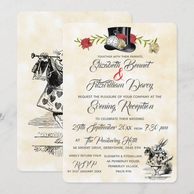 Alice in Wonderland Evening Invitation (Front/Back)