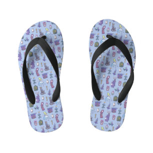 Alice In Wonderland Falling Down Pattern Blue Kid's Flip Flops