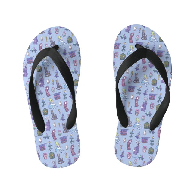 Alice In Wonderland | Falling Down Pattern Blue Kid's Flip Flops (Footbed)