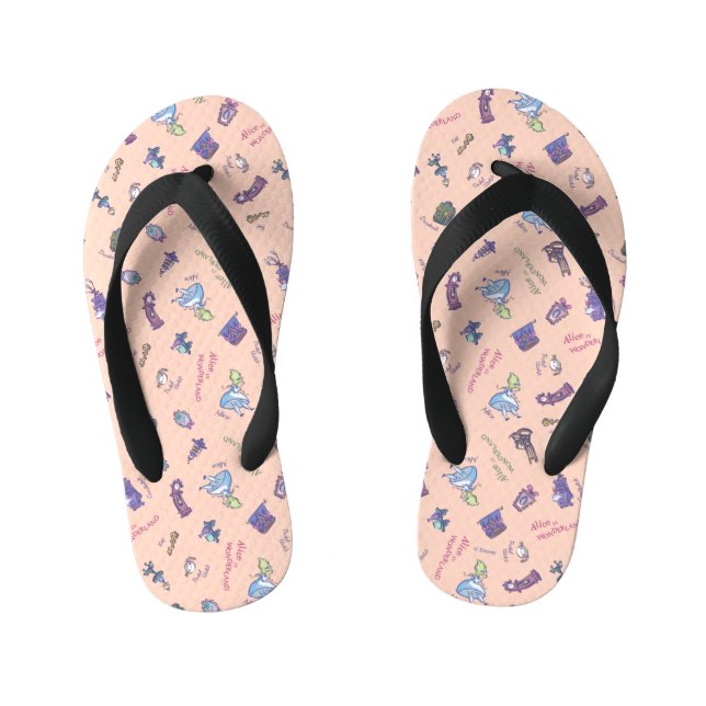 Alice In Wonderland | Falling Down Pattern Kid's Flip Flops (Footbed)