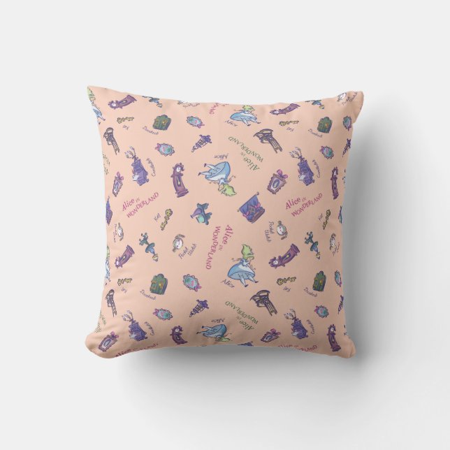 Alice In Wonderland | Falling Down Pattern Throw Pillow (Front)