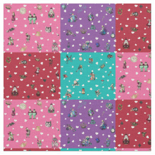 Alice in Wonderland Falling Hearts 4 in 1 Fabric