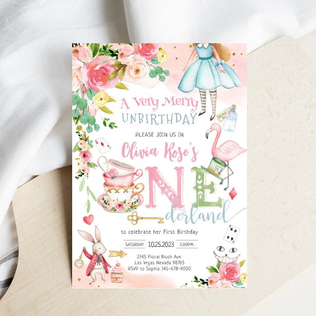 Alice in Wonderland First Birthday Invitation (Creator Uploaded)