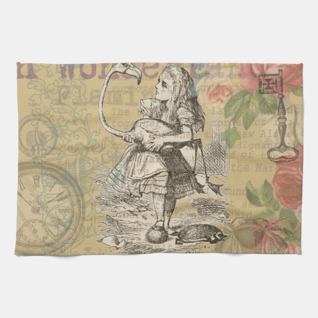 Alice in Wonderland Flamingo Classic Kitchen Towel (Horizontal)