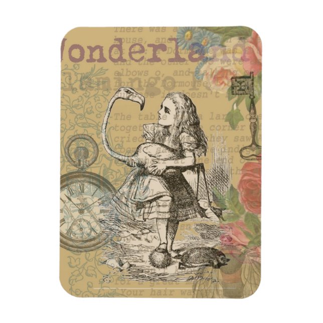 Alice in Wonderland Flamingo Classic Magnet (Vertical)