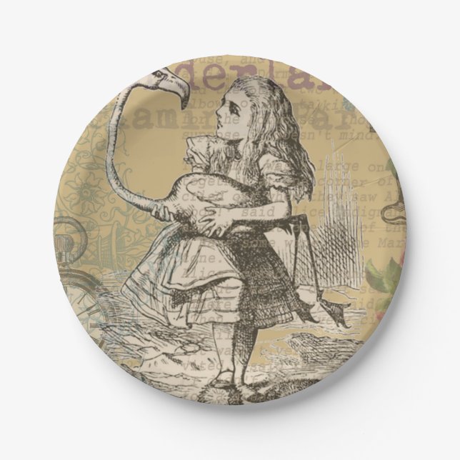 Alice in Wonderland Flamingo Classic Paper Plate (Front)