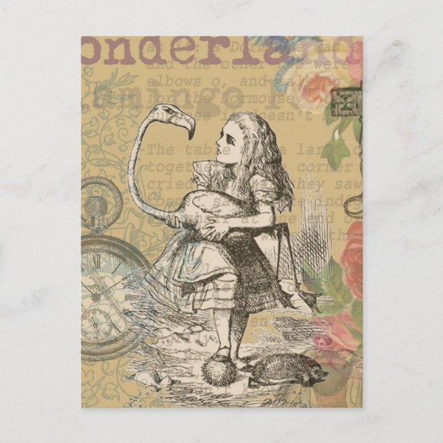 Alice in Wonderland Flamingo Classic Postcard (Front)