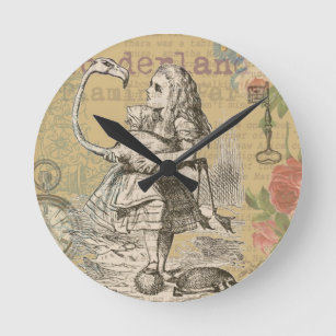 Alice in Wonderland Flamingo Classic Round Clock