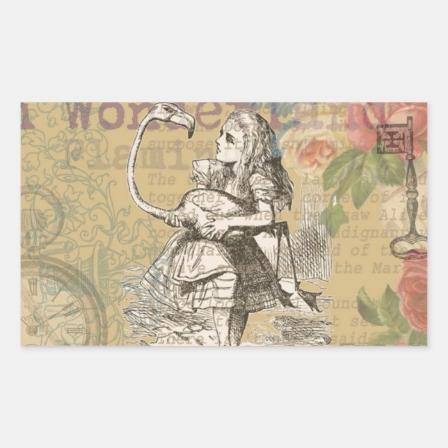 Alice in Wonderland Flamingo Classic Sticker (Front)