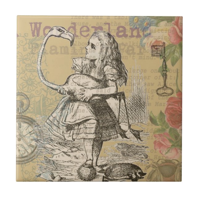 Alice in Wonderland Flamingo Classic Tile (Front)