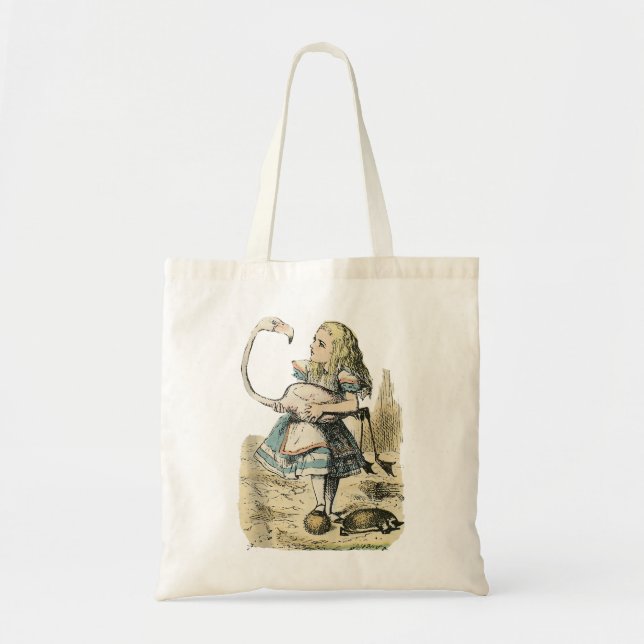 Alice in Wonderland Flamingo & Hedgehog Croquet Ta Tote Bag (Front)