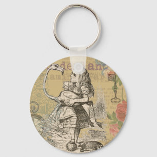 Alice in Wonderland Flamingo Keychain