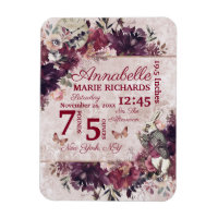 Alice in Wonderland Floral Custom Baby Birth Stats