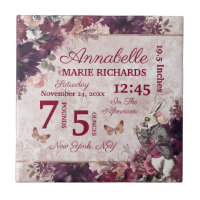 Alice in Wonderland Floral Custom Baby Birth Stats