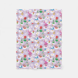 Alice in Wonderland Floral Pattern Custom Initial Fleece Blanket
