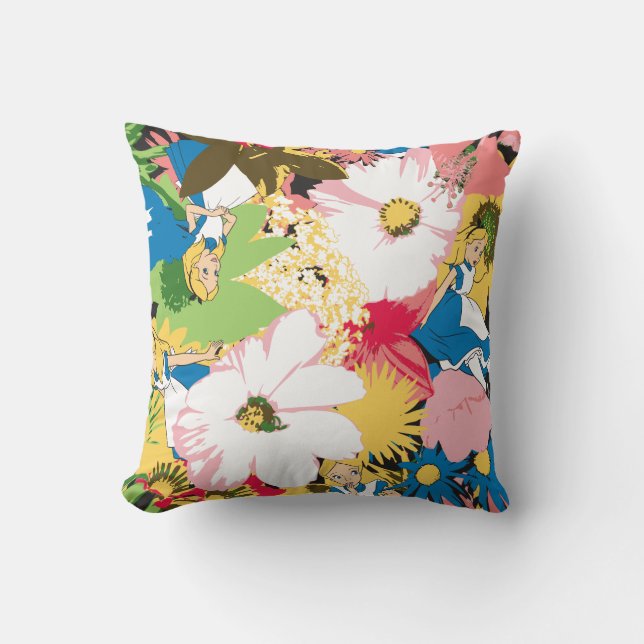 Alice in Wonderland Floral Pattern Throw Pillow (Front)