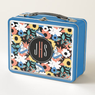 Alice in Wonderland Floral Retro Monogram Metal Lunch Box