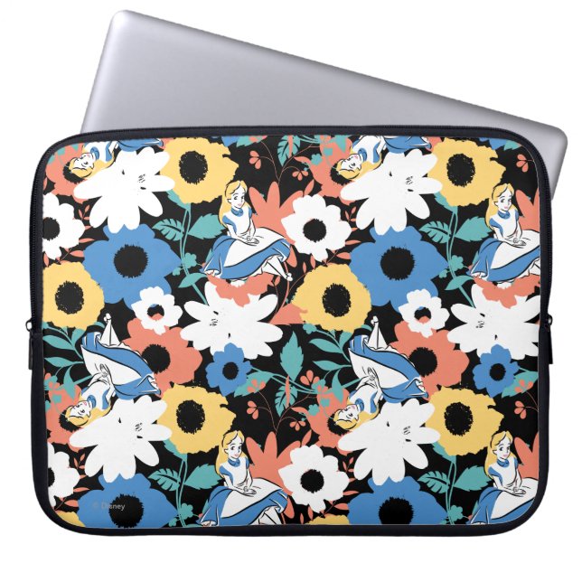 Alice in Wonderland Floral Retro Pattern Laptop Sleeve (Front)