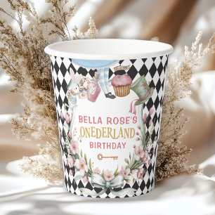 Alice in Wonderland Flower Frame 1st birthday Paper Cups