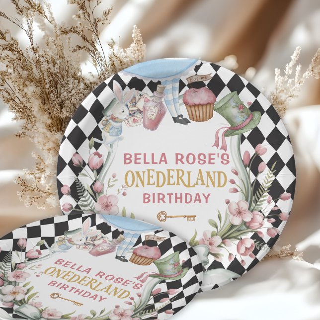 Alice in Wonderland Flower Frame  1st birthday Paper Plate (Creator Uploaded)