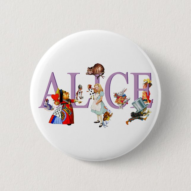 ALICE IN WONDERLAND & FRIENDS 2 INCH ROUND BUTTON (Front)