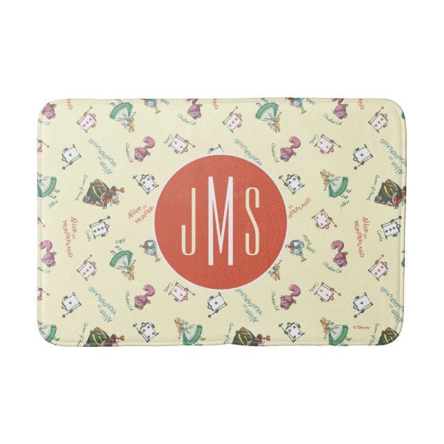 Alice In Wonderland & Friends | Pattern - Monogram Bath Mat (Front)